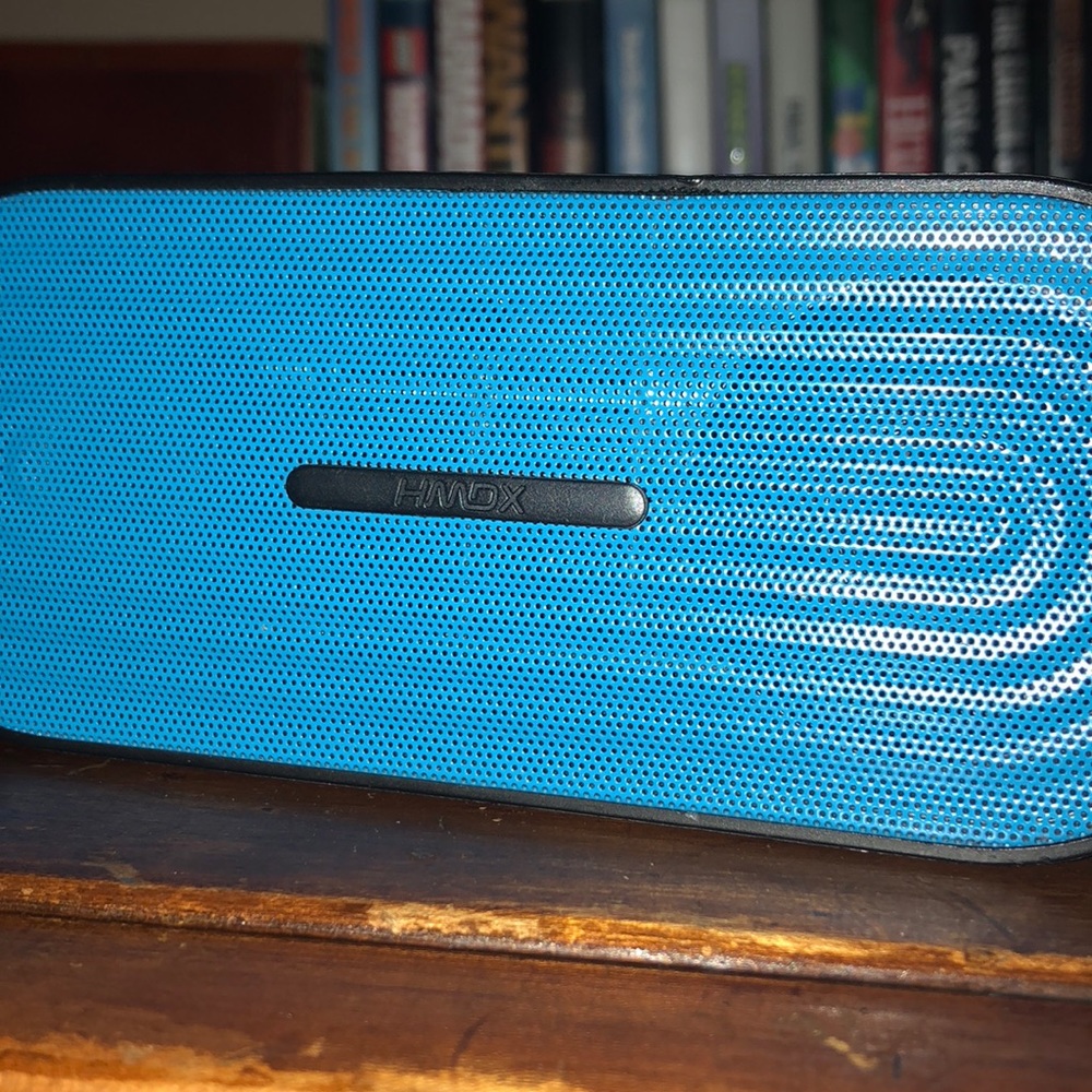 Black and blue Bluetooth speaker